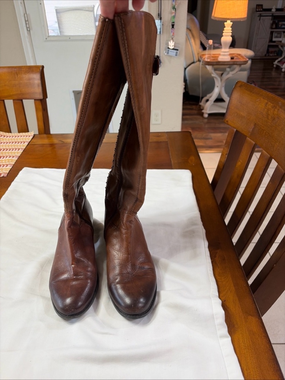 Arturo Chiang Brown Leather Over-the-Knee Zip Boots